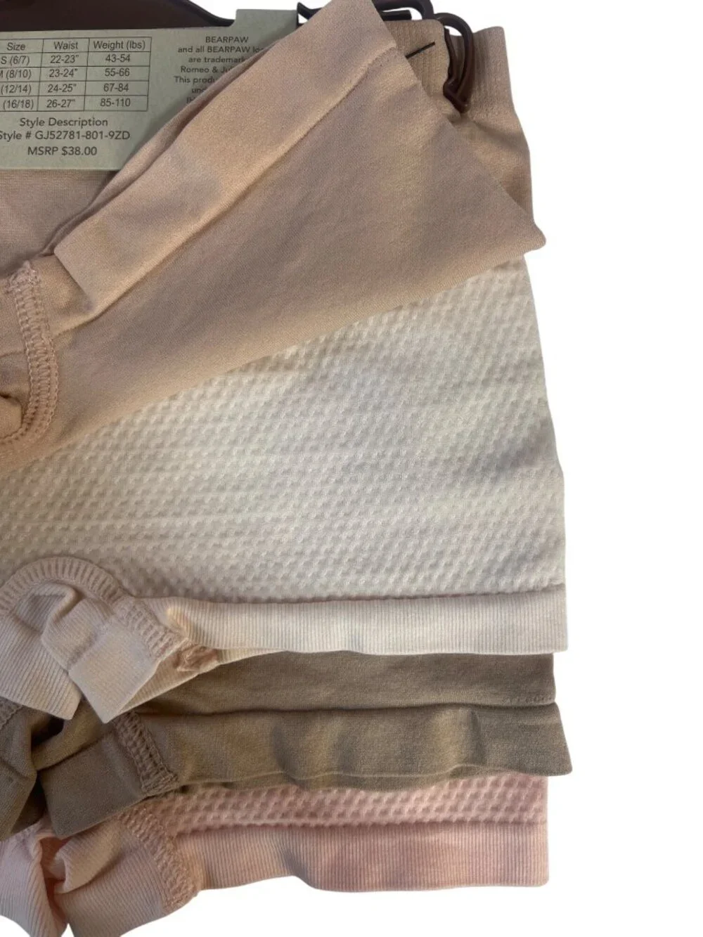Bearpaw 4 Pack Comfort Boyshorts Panties Girls Medium New Neutral Tones